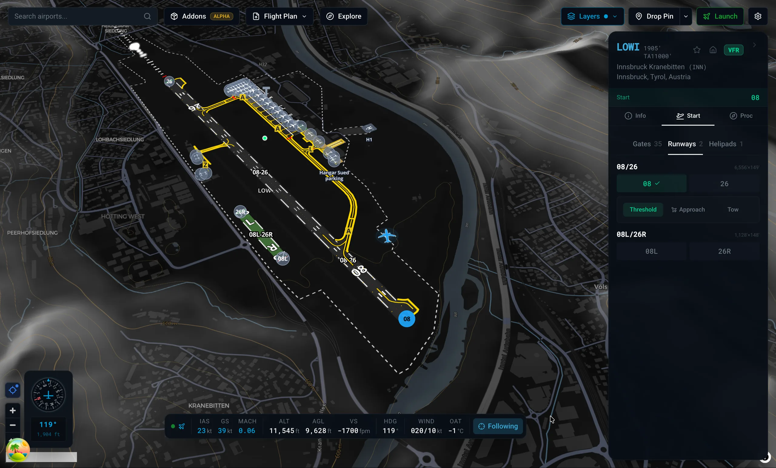 X-Dispatch live flight tracking with aircraft marker and flight strip.