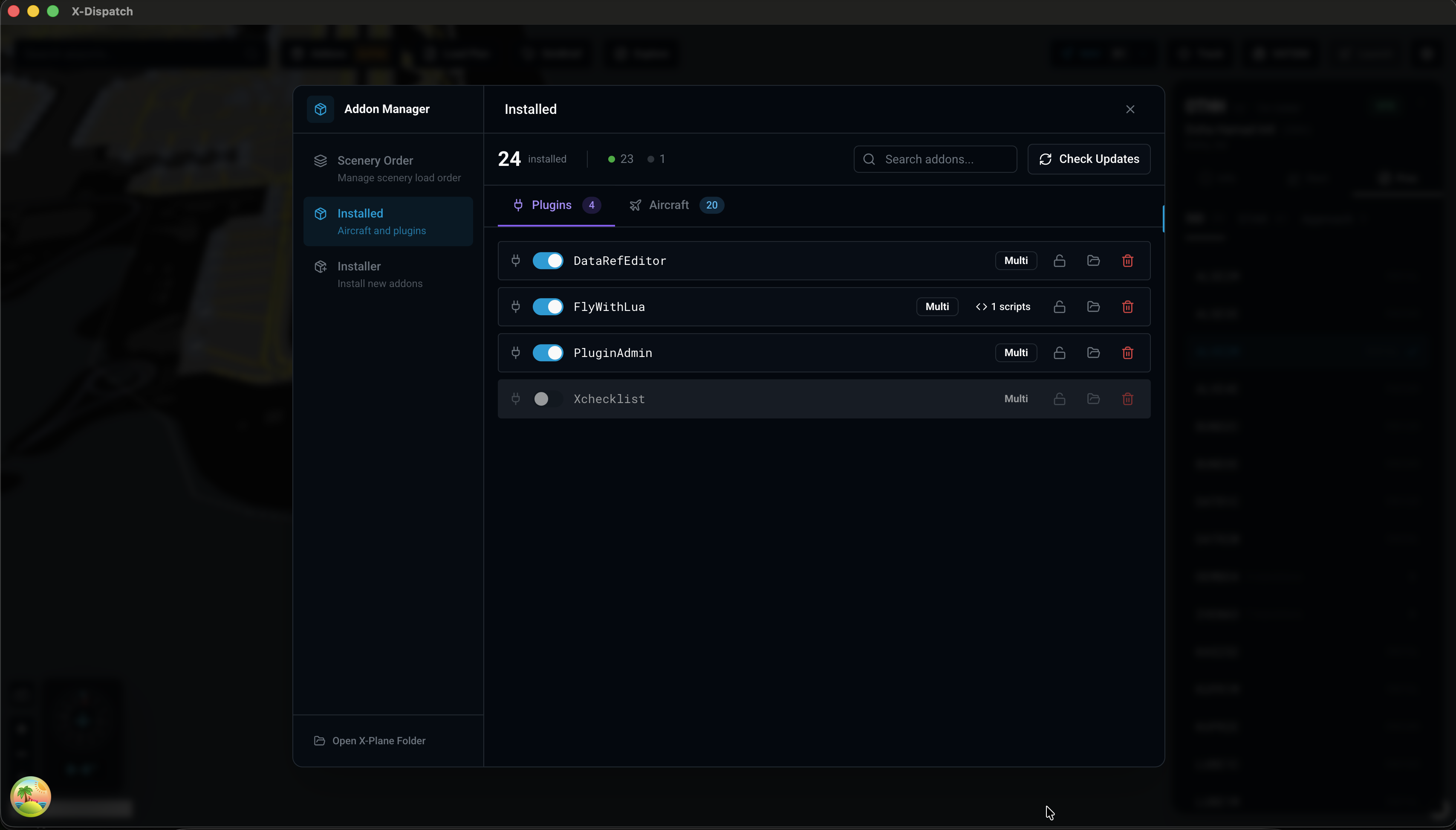 X-Dispatch Addon manager screenshot